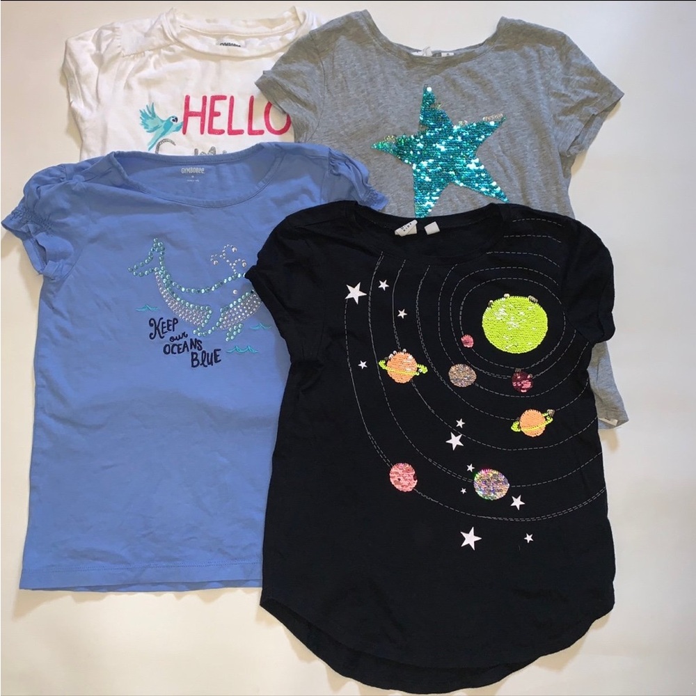 Girls' Graphic Bling T-Shirts Set - Hello, Star, Whale, Solar System